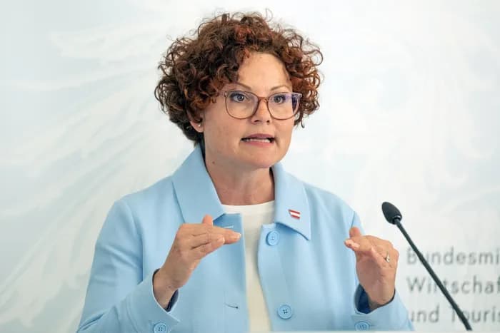 Staatssekretaerin im Bundesministerium fuer Wirtschaft, Energie und Tourismus Elisabeth Zehetner präsentiert Dachfonds